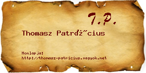 Thomasz Patrícius névjegykártya